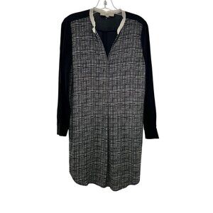 Ann Taylor Loft Womens Shift Dress Long Sleeve Black/White Size Medium Petite